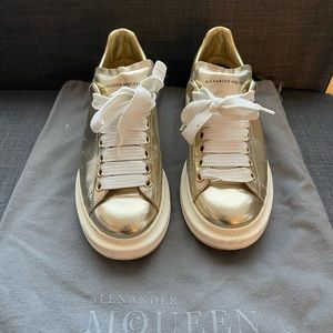 Alexander McQueen Gold Platform Sneakers